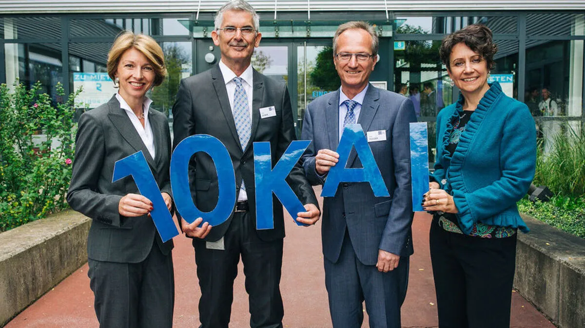 Die KAI-Geschäftsführer mit Infineon-Chefin Herlitschka und LHStv. Schaunig