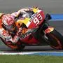 Spain's rider Marc Marquez of the Repsol Honda Team rides during qualifying Thailand's MotoGP at the Chang International Circuit in Buriram, Thailand, Saturday, Oct. 5, 2019. (AP Photo/Sakchai Lalit)