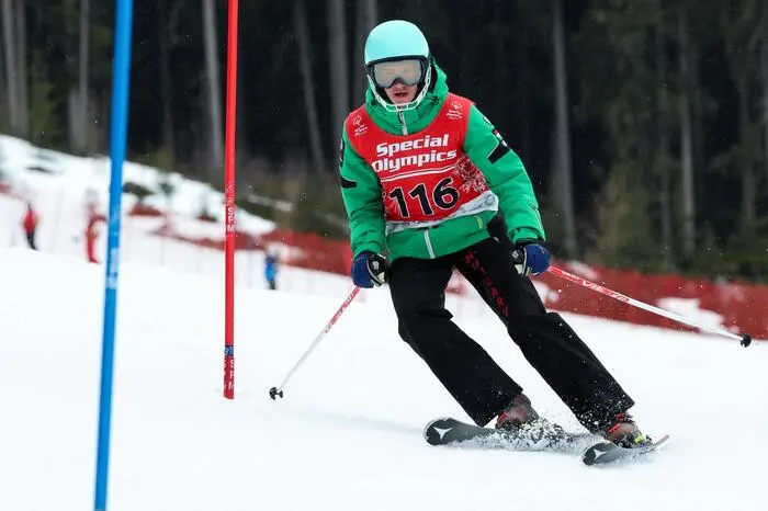 SCHLADMING,AUSTRIA,18.MAR.24 - SPECIAL OLYMPICS, ALPINE SKIING - National Winter Games 2024, slalom, intermediate. Image shows an athlete.
Photo: GEPA pictures/ Harald Steiner