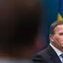 Swedish Prime Minister Stefan Lofven gives a presser about the situation of the novel coronavirus COVID-19 at the government headquarters in Stockholm, Sweden, on March 31, 2020. (Photo by Jonathan NACKSTRAND / AFP)