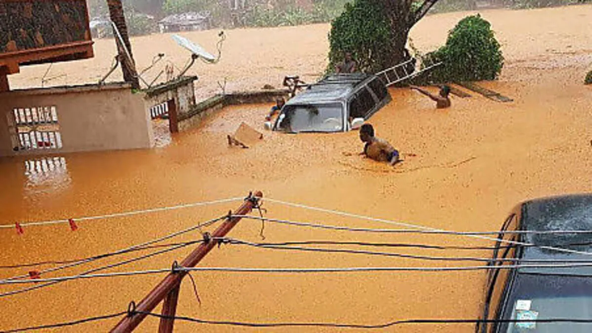 Überschwemmung in Sierra Leone nach dem Erdrutsch im August