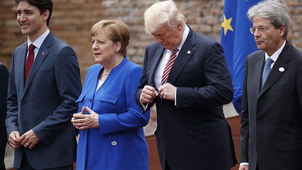 Donald Trump, Justin Trudeau, Angela Merkel und Paolo Gentiloni beim G-7-Treffen in Taormina
