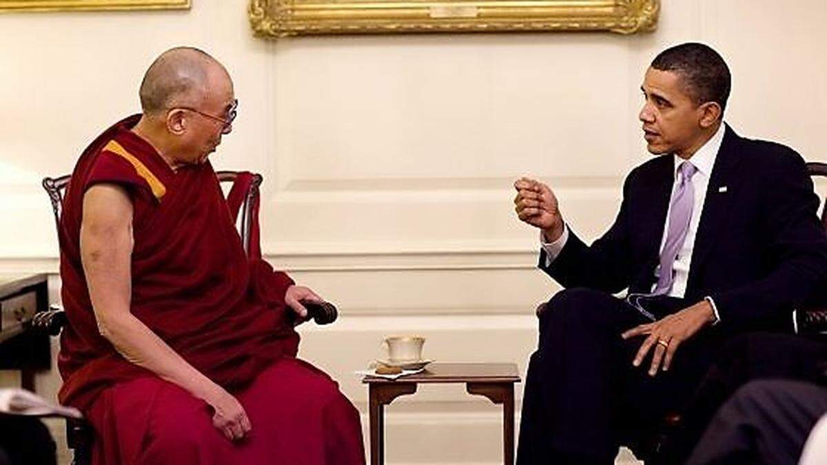 Der Dalai Lama im Weißen Haus - hier allerdings auf einer Archivaufnahme, denn diesmal waren keine Fotografen zugelassen 