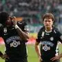 VIENNA,AUSTRIA,18.MAY.25 - SOCCER - ADMIRAL Bundesliga, championship group, SK Rapid Wien vs SK Sturm Graz. Image shows the disappointment of Tochi Chukwuani and William Boeving (Sturm).
Photo: GEPA pictures/ Chris Bauer