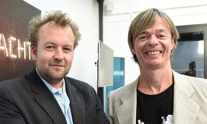 Roland Gratzer und Hannes Duscher (rechts), FM4-Moderatoren und Entertainer 