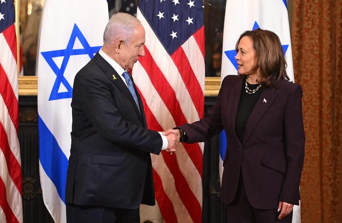 Netanjahu bei Harris | Israels Premierminister Benjamin Netanjahu bei US-Vizepräsidentin Kamala Harris