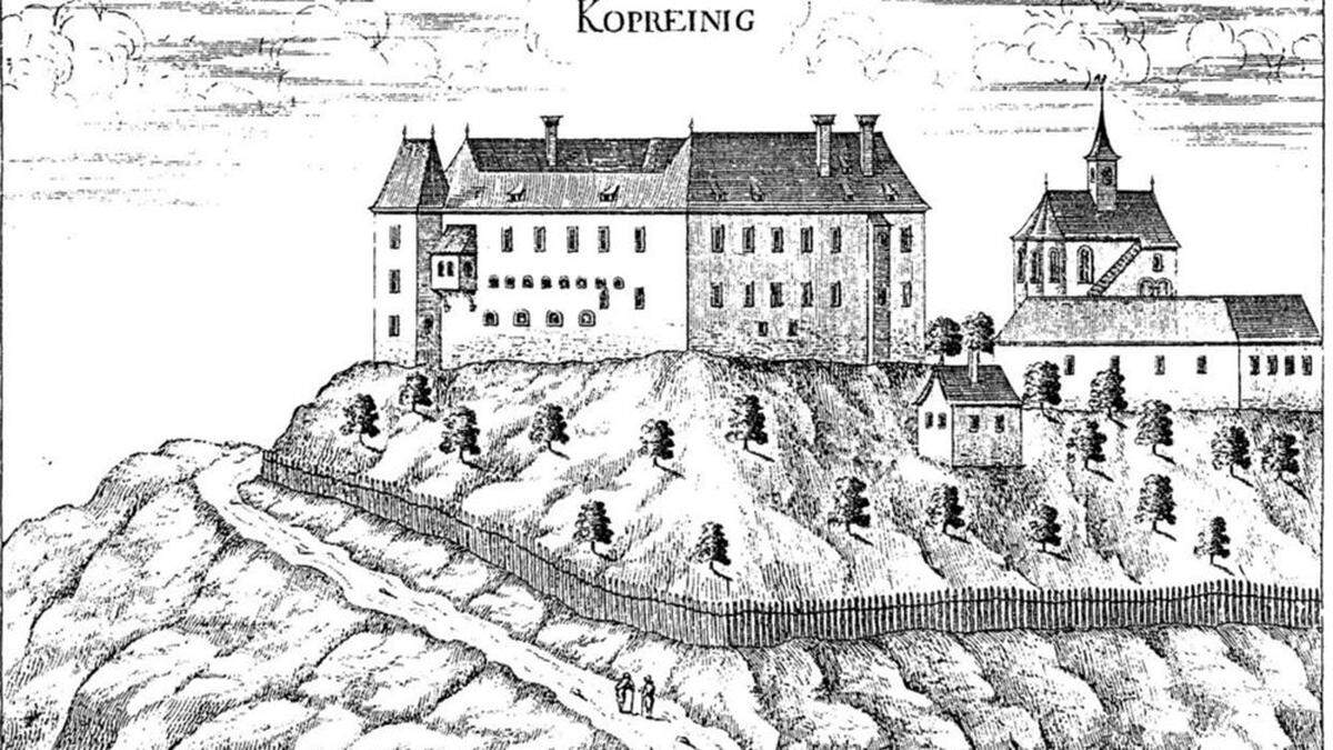 Ansicht von Schloss Kopreinigg aus dem Jahr 1681, dargestellt von Georg Matthäus Vischer