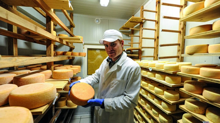 Martin Mussner verarbeitet die hofeigene Rohmilch zu naturbelassenem Käse und Joghurt.