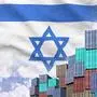 Israel flag and big stack of shipping cargo containers in docks with sky background, Israel flag and big stack of shipping cargo containers in docks with sky background close up, Israel flag and big stack of shipping cargo containers in docks with sky background close up, 02.10.2024, Copyright: xMehaniqx Panthermedia38013501.jpg 