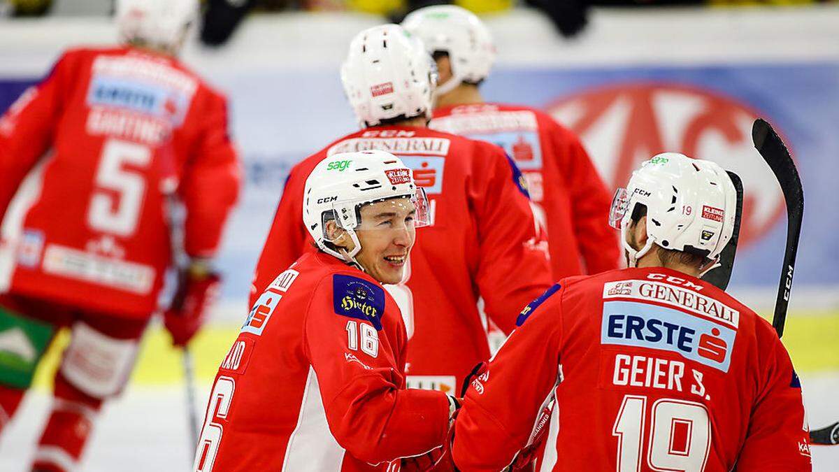 KAC-Stürmer Stefan Geier durfte das 2:1 bejubeln