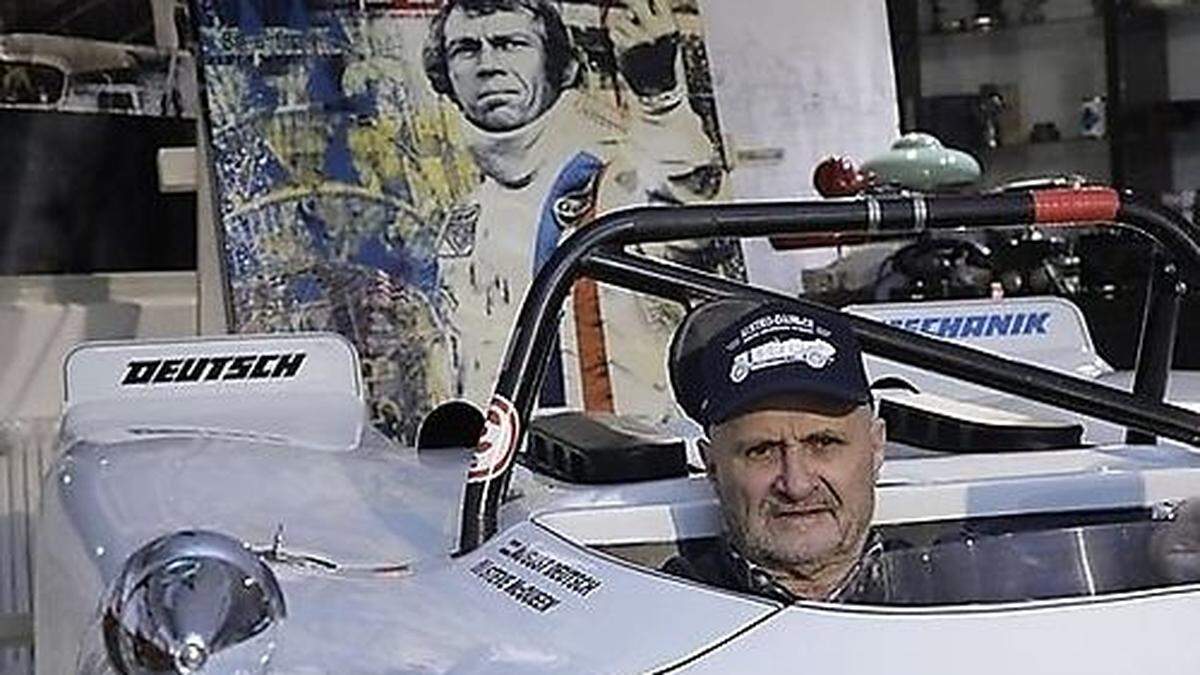 Erich Glavitza im Kamera-Porsche für den Film Le Mans © 