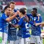VIENNA,AUSTRIA,20.OCT.24 - SOCCER - ADMIRAL Bundesliga, SK Rapid Wien vs TSV Hartberg. Image shows the rejoicing of Hartberg.
Photo: GEPA pictures/ Philipp Brem