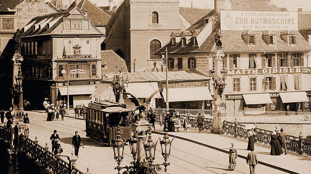 Erinnerungen an das alte Graz: hier die Hauptbrücke
