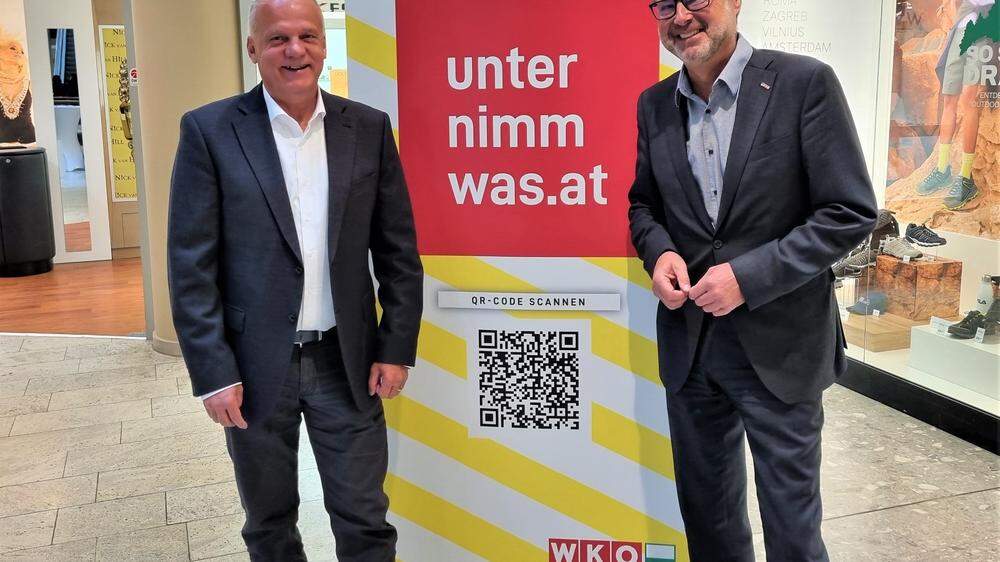 WK-Regionalstellenobmann Erwin Fuchs und WK Steiermark-Direktor Karl-Heinz Dernoscheg fordern eine Senkung der Energiesteuern