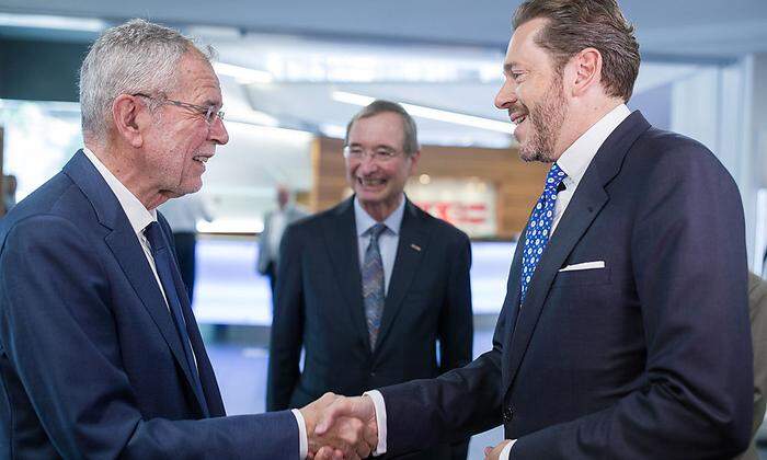 Bundespräsident Alexander Van der Bellen, Ex-WKÖ-Präsident Christoph Leitl und WKÖ-Präsident Harald Mahrer 