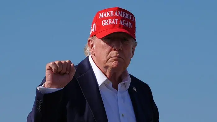 Donald Trump am Montag vor einem Flug mit der Air Force One
