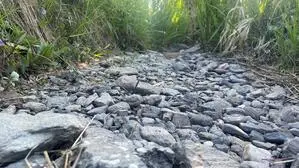 Ein ausgetrockneter Bach in Fohnsdorf: Wo sonst nur in den heißesten Sommermonaten Wassermangel herrscht, ist heuer schon Ende April das komplette Wasser versiegt 