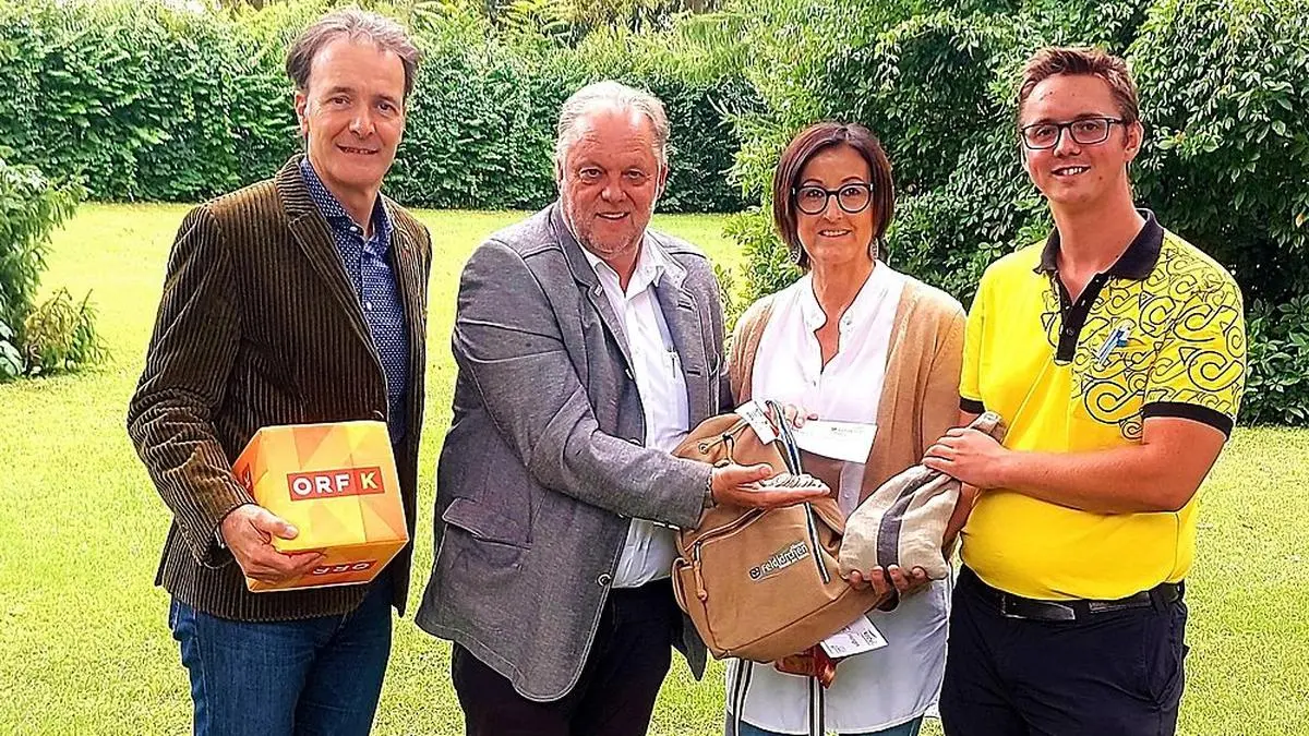 Von links: ORF-Marketingleiter Claudio Ghidini mit Feldkirchens Bürgermeister Martin Treffner, Stadträtin Andrea Pecile vom Stadtmarketing und Simon Olschnögger