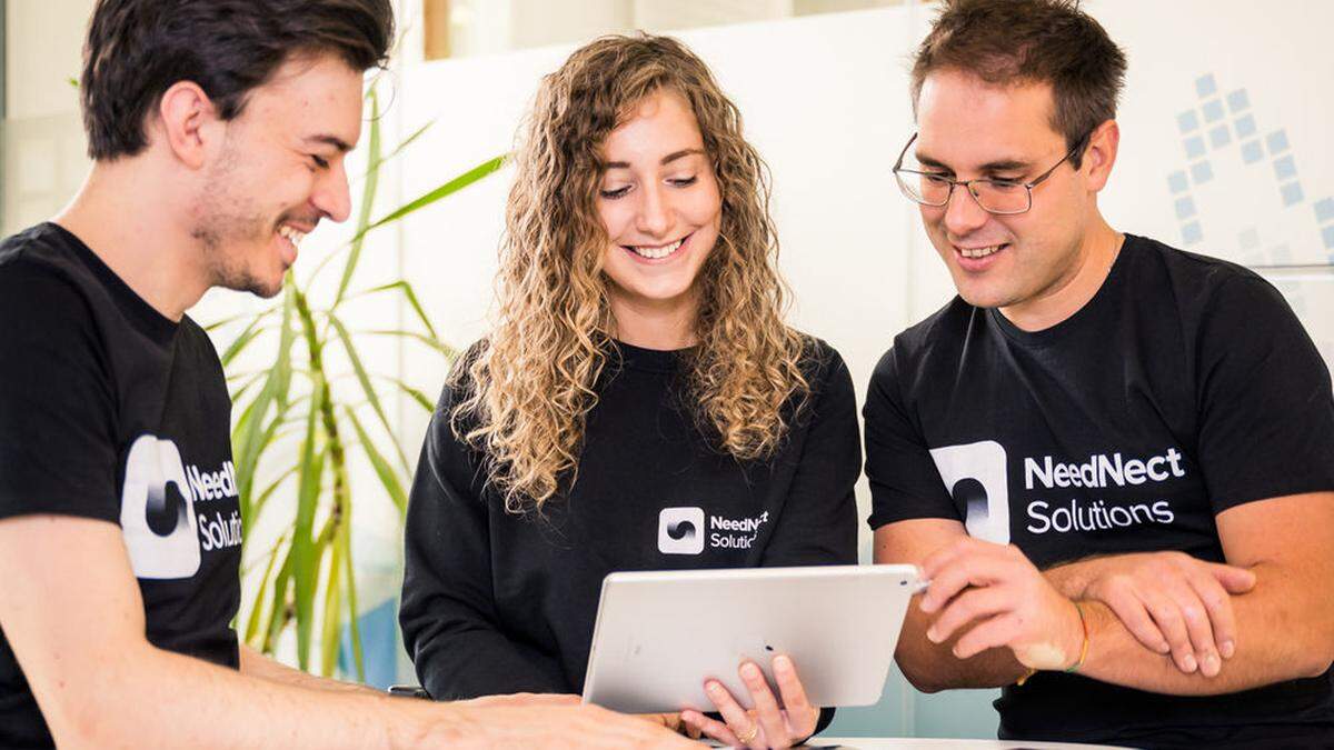 NeedNect-Gründer Ines Ganner mit Fabio Wilhelmer (rechts) und Raphael Duhs