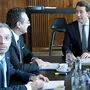 Kickl, Strache, Kurz beim 'Sicherheitsgipfel' der Bundesregierung Anfang März