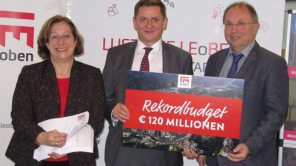 Finanzdirektorin Andrea Pichler, Bürgermeister Kurt Wallner und Finanzstadtrat Willibald Mautner 