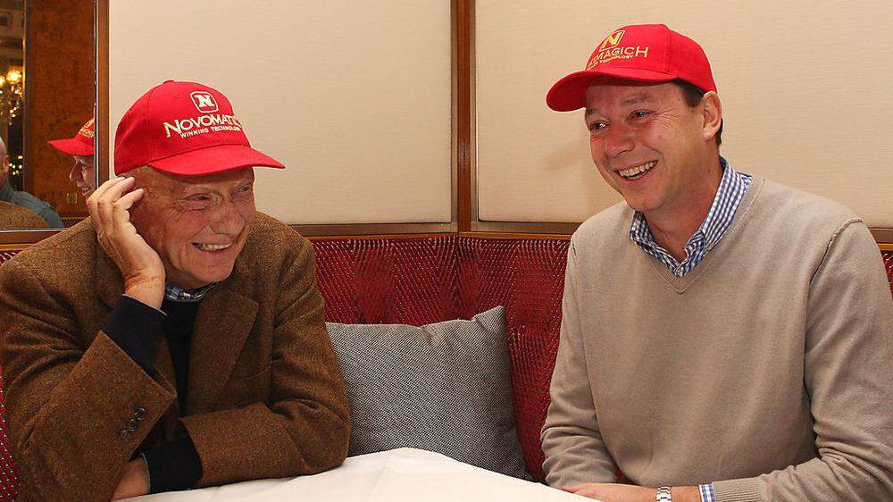 Niki Lauda und Stimmenimitator Alex Kristan hatten auf jeden Fall Spaß 