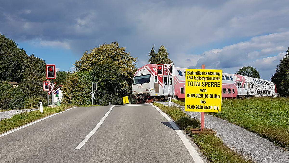 Vorübergehende Sperre des Bahnübergangs in der Teigitschgrabenstraße