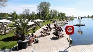 Beim Grazer Stadtstrand warfen die Jugendlichen Palmen in die Mur