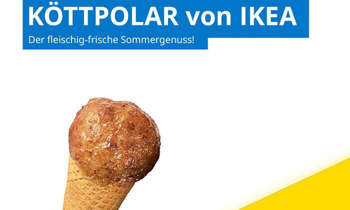 Werbeplakat für das neue fleischig-frische Eis. Ein vegetarisches Pendant ist in Vorbereitung.