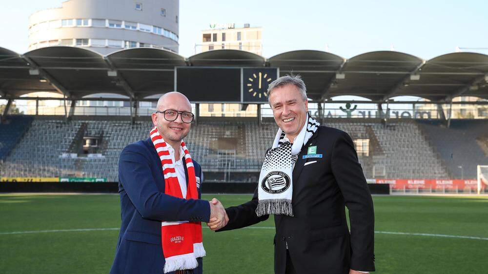 Die Grazer Fußball-Präsidenten: Rene Ziesler vom GAK und Christian Jauk von Sturm