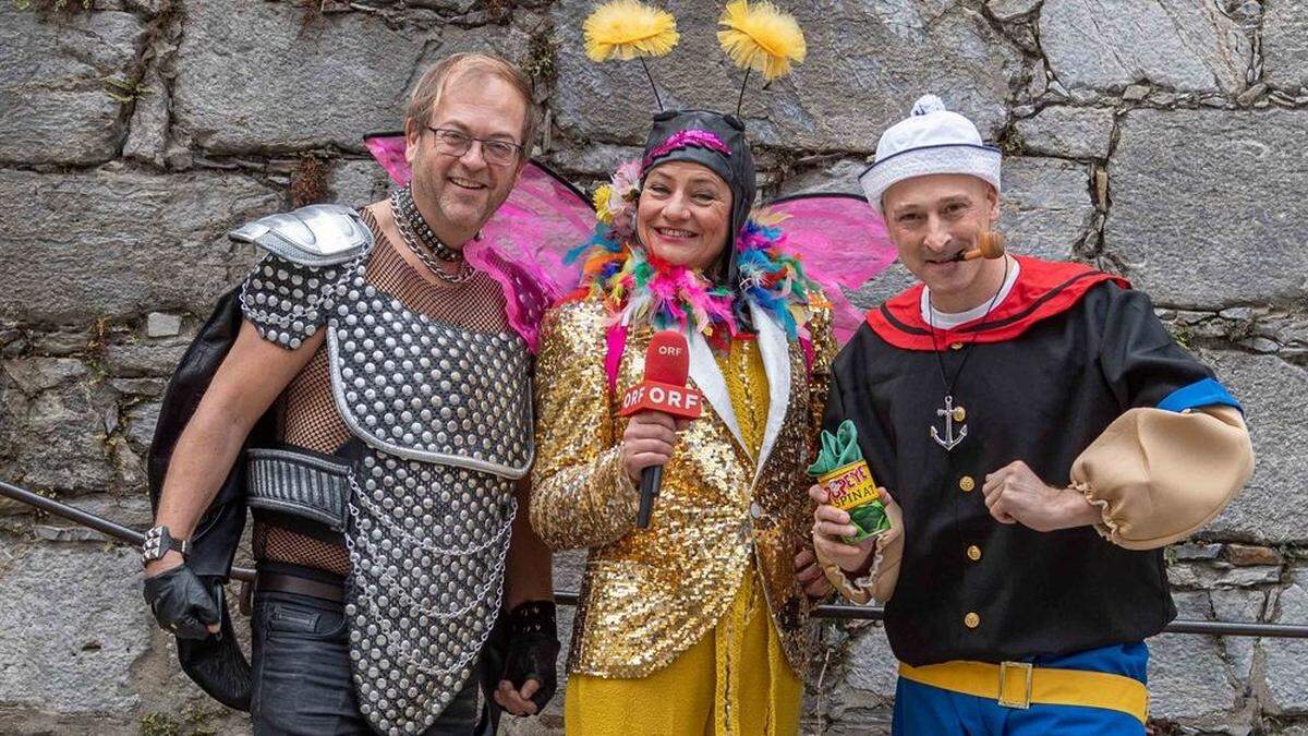 ORF-Trio Fuchs, Maurer und Prates ist bereit für den Faschingsumzug der Kleinen Zeitung