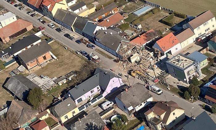 Das zerstörte Haus inmitten des Ortes Dürnkrut