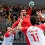 BREGENZ,AUSTRIA,07.NOV.24 - HANDBALL - EHF European Championship 2026, qualification, Austria vs Turkiey. Image shows Koray Ayar (TUR), Janko Bozovic (AUT) and Doruk Pehlivan (TUR).
Photo: GEPA pictures/ Oliver Lerch