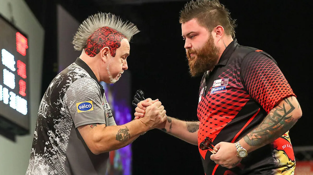 Peter Wright (links) und Michael Smith spielen im Ally Pally um den WM-Titel