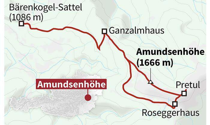 Die Route auf die Amundsenhöhe