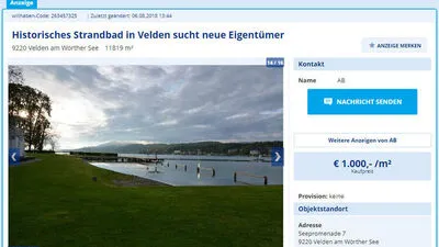 Das Seegrundstück wird bei willhaben.at angeboten