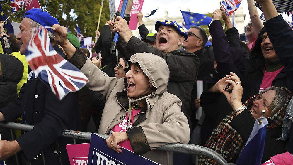Jubelnde Anti-Brexit-Demonstranten nach Johnsons Niederlage