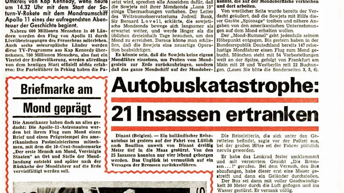 Die Titelseite der Kleinen Zeitung vom Mittwoch, 16. Juli 1969