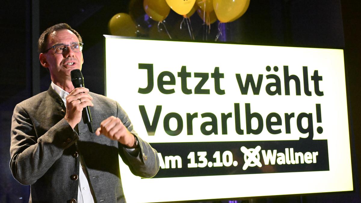 Der amtierende Landeshauptmann Markus Wallner (ÖVP) im Rahmen des Wahlkampfabschlusses der ÖVP Vorarlberg