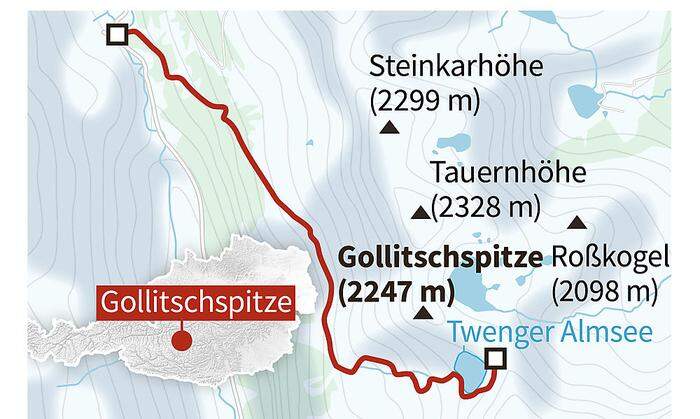 Die Route auf die Gollitschspitze 