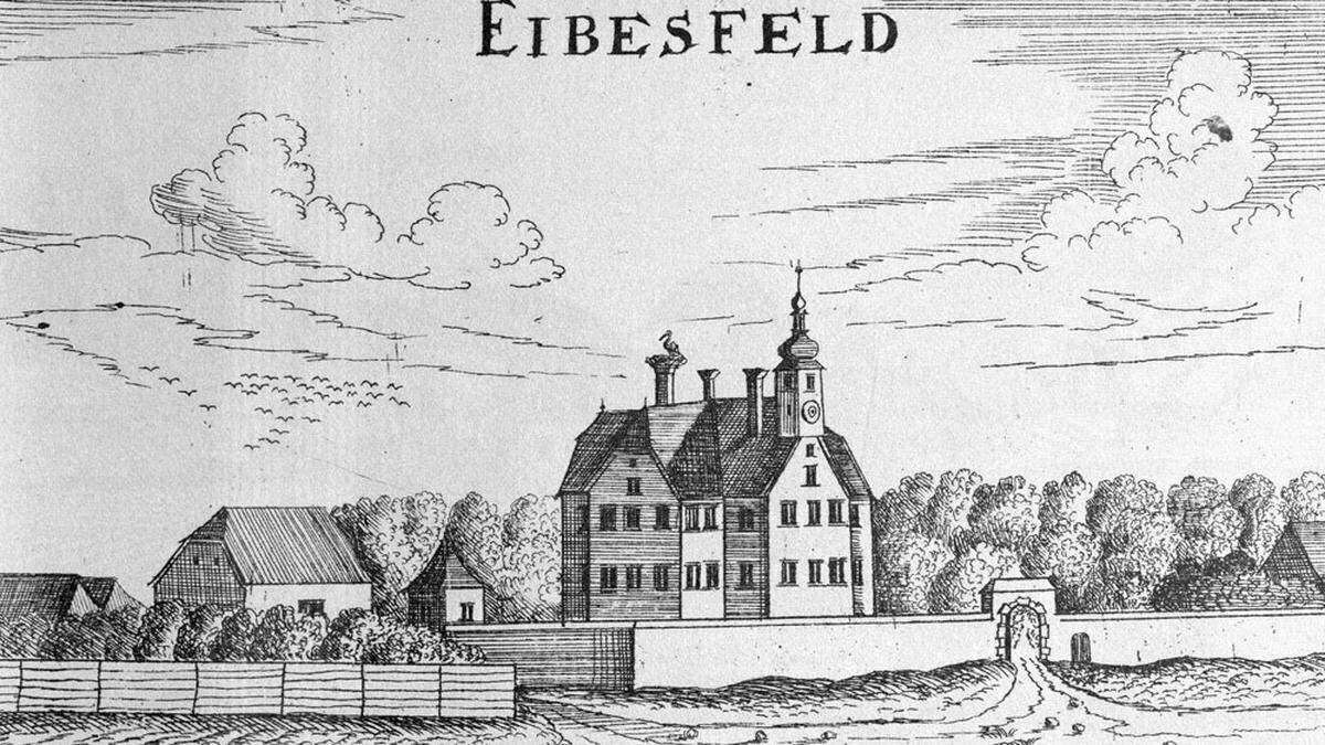 Schloss Eibesfeld in einem Kupferstich