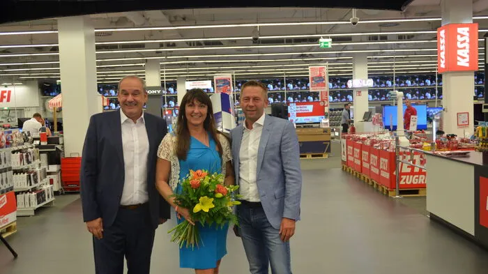 Kurt Mayer mit Sylvia Baumhackl und Martin Klein (von links)