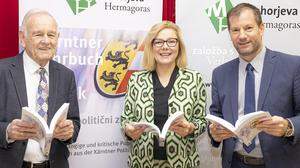 Karl Anderwald, Kathrin Stainer-Hämmerle und Karl Hren (von links) bei der Buchpräsentation