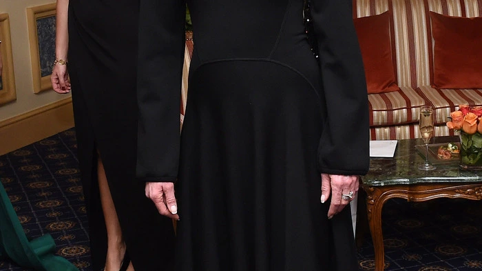 Melanie Griffith erschien bestens gelaunt am Abend zum Fotoshooting in der Abendgarderobe im Grand Hotel in Wien. Sie trug ein schwarzen Kleid des Designers Alia, das dieser vor 20 Jahren extra für sie angefertigt hatte.