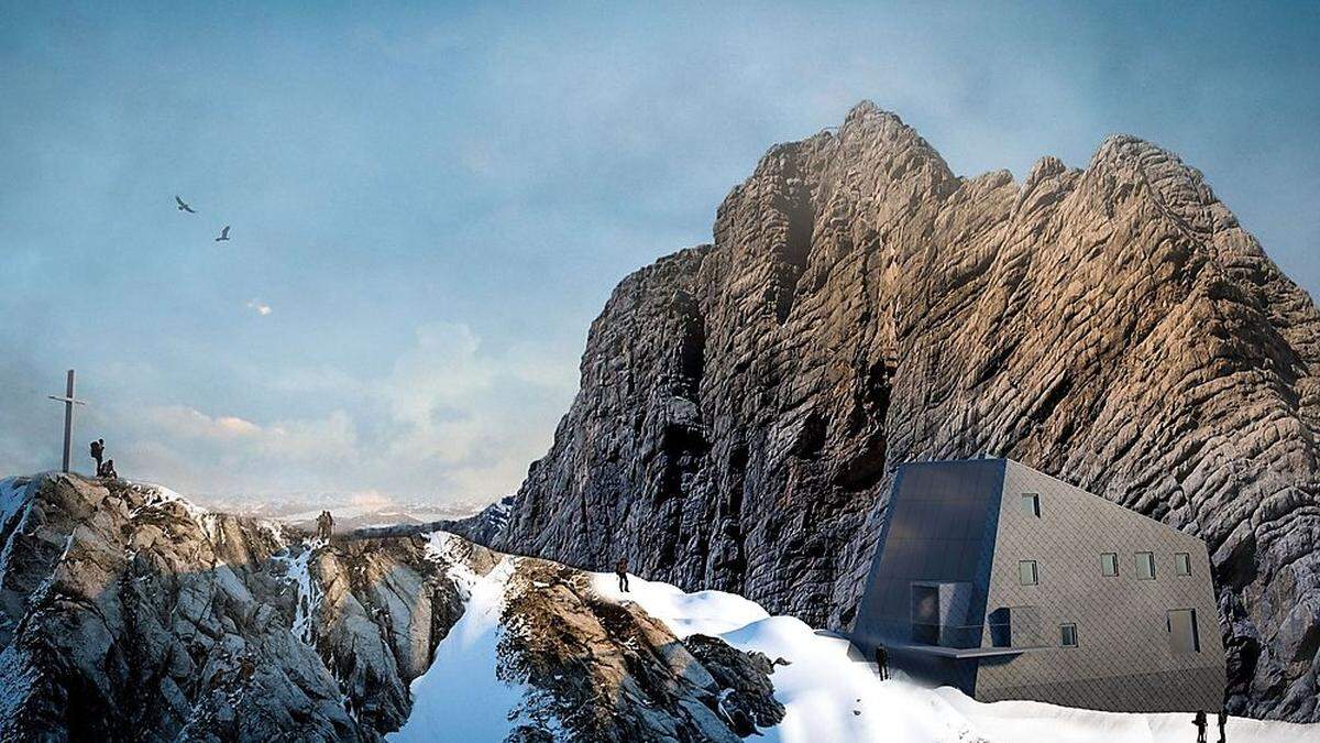 Extrem exponiert und ziemlich hoch gelegen  – der Neubau der Seethalerhütte am Rand des Hallstätter Gletschers am Dachstein wurde von „Dreiplus Architekten“ aus Graz und Innsbruck entworfen