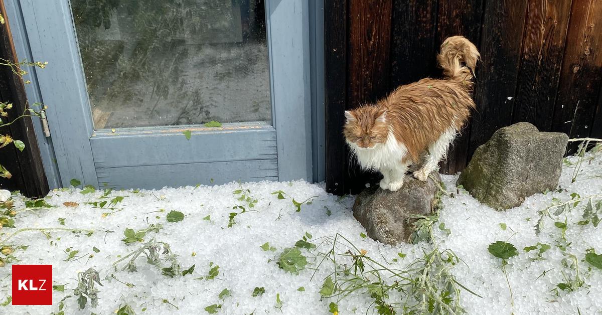 Mud-covered roads, fallen trees, blown-off roofs, and hail