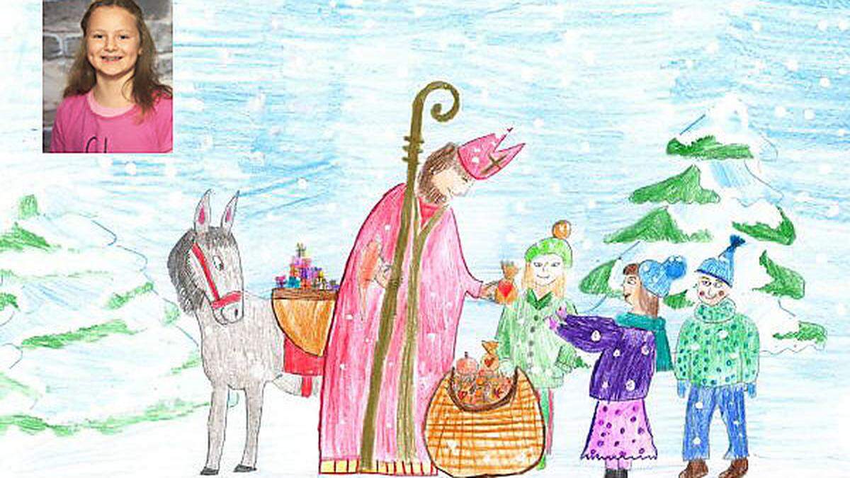 Annalena Sima (9) aus Spittal hat uns schon ihr Bild vom Heiligen Nikolaus vorbeigebracht