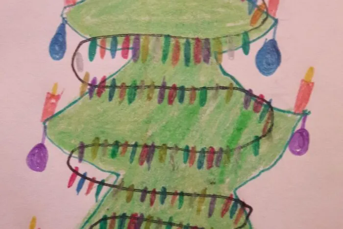 Miriam Eigner (8) aus Bodensdorf zeichnete einen bunt geschmückten Christbaum, genau so, wie sie ihn sich heuer wünscht