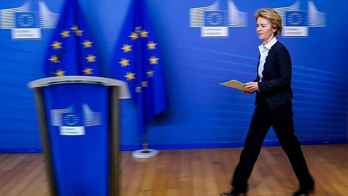 Ursula von der Leyen am Dienstag beim Statement