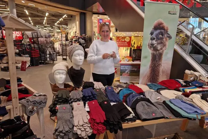 Noch bis Weihnachten jeden Freitag und Samstag im WEZ ist Michaela Hochegger. Sie vertreibt Produkte des Alpakahofs Ranner in Stallhofen.